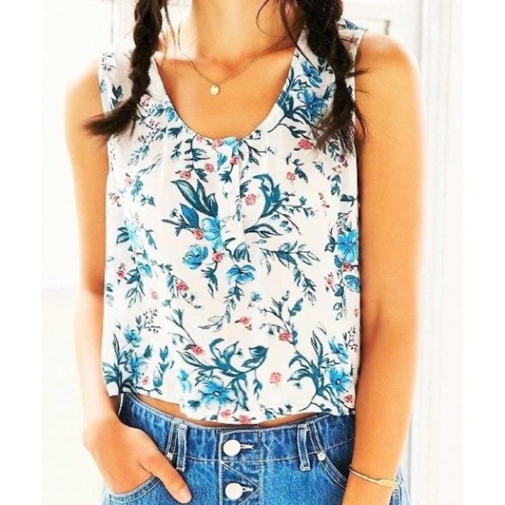 Cooperative | UO Floral Lightweight Cropped Floaty Tank Top